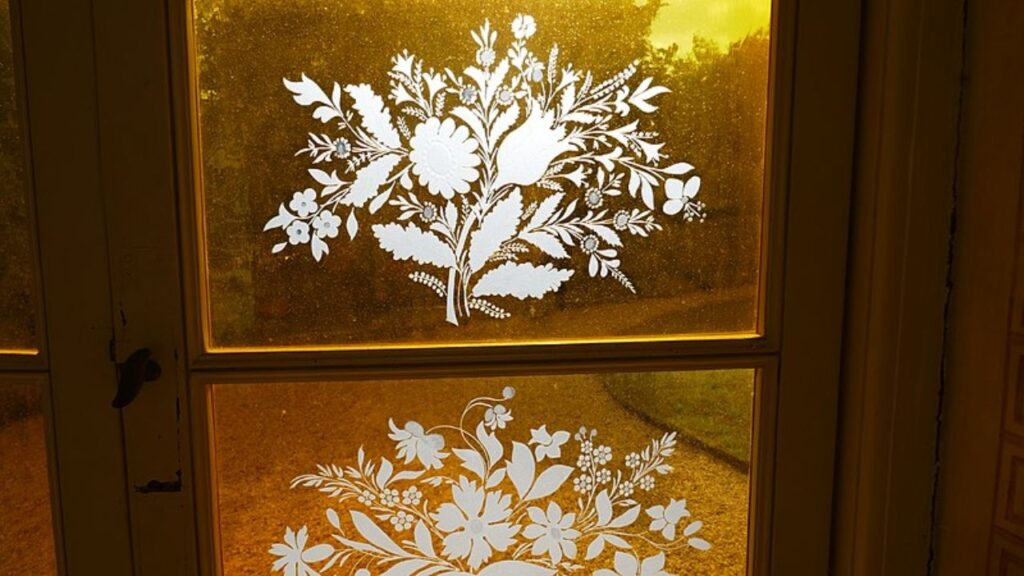 window painting with flowers