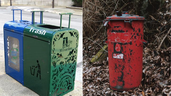 Use metallic design trash storage for outdoor
