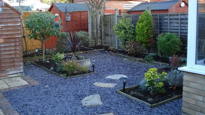 backyard landscaping with stone