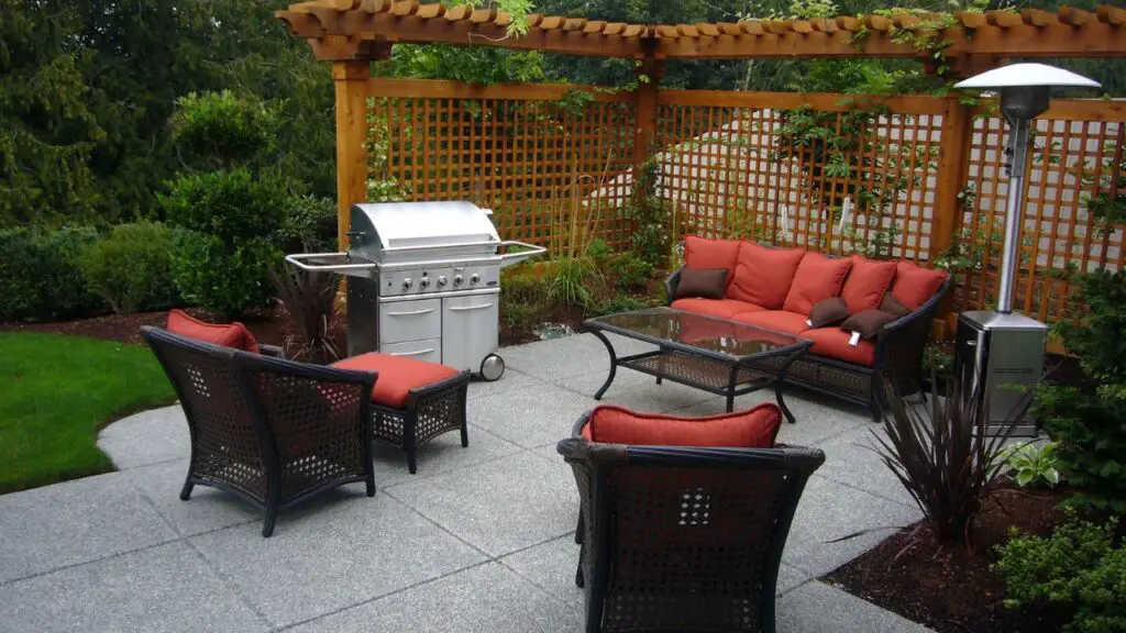 luxury patio with grill machine