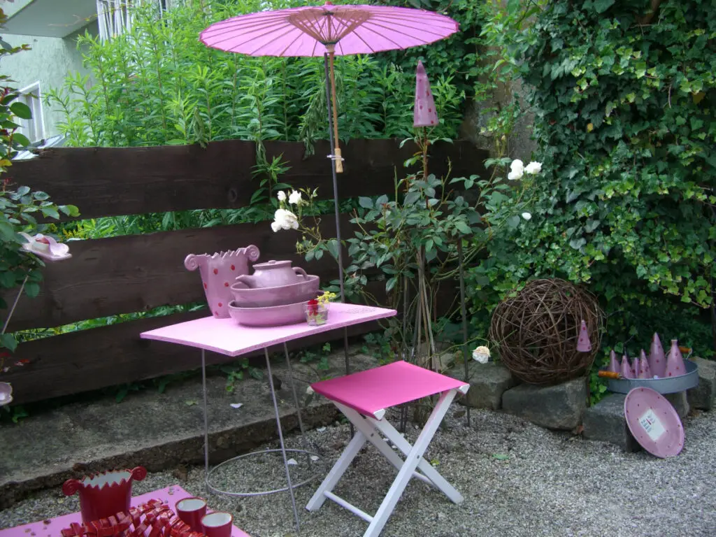pink garden pottery