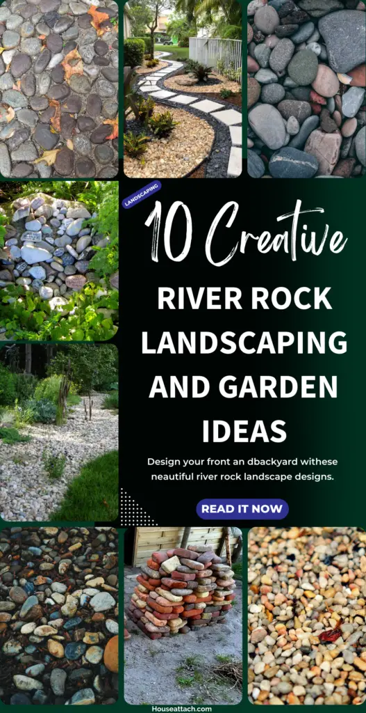 River rock landscaping and garden ideas